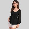 Anna-Kaci Women's Swiss Dot Long Sleeve Blouse with Ruched Front and Peplum Hem - 3 of 4