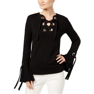 I.N.C International Concepts Womens Lace-Up Sweatshirt, Black, Medium - 1 of 1