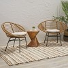 Outdoor PE Rattan Armless Chairs Set Of 2,Patio Upholstered Rattan Armless Chair With Iron Frame,Garden Rattan Backrest Chair-Coolbibila - 2 of 4
