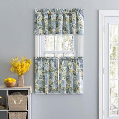 Hydrangea Blue Floral Cotton Rod Pocket Valance 70" x 12"