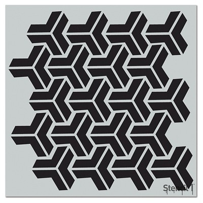Stencil1 Y Interlocking Repeating - Wall Stencil 11" x 11"