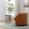 Swivel Barrel Accent Chair, Mid-Century Club Chair with Copper Nailhead Trim for Living Room – Cuddlewood - 4 of 4