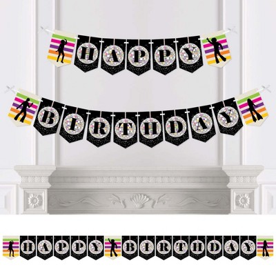 Big Dot of Happiness 70's Disco - 1970s Disco Fever Birthday Party Bunting Banner - Birthday Party Decorations - Happy Birthday