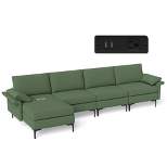 Costway Modern Modular L-shaped Sectional Sofa w/ Reversible Chaise & 2 USB Ports Red\Green