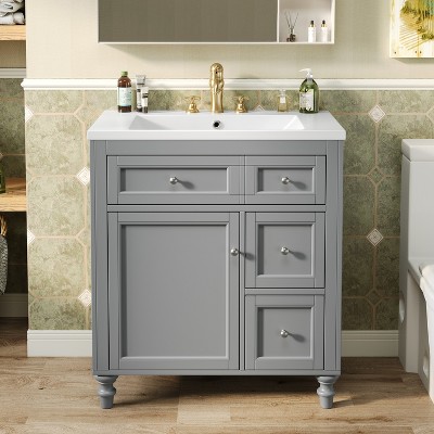 VYNXARIA 30'' Bathroom Vanity with Top Sink - Stylish Storage Cabinet with 2 Drawers