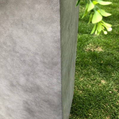 20" Tall Weathered Gray Concrete Square Planter