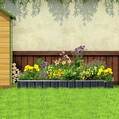 Dark Grey Metal Raised Garden Bed Planter Box