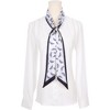 INSPIRE CHIC Women's Fashion Printed Skinny Long Satin Silky Black White Neck Scarves 1Pc - 2 of 4