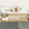 Bellemave Twin Floor Bed with Fence, Solid Rubber Wood Montessori Bed Frame for Kids, Low Profile Design with Slats, Natural Finish - 4 of 4