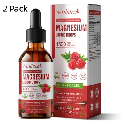 Mulittea High Potency Magnesium Glycinate Liquid Drops - Promotes Relaxation, Muscle, Sleep - 60ml/2fl.oz