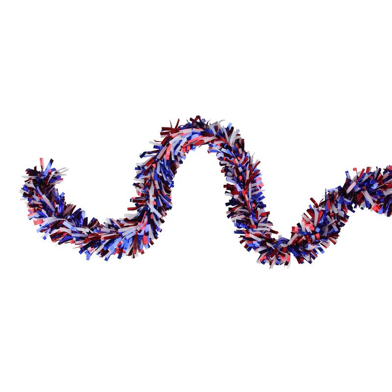 Northlight 12' x 4" Unlit Red/Blue Wide Cut Patriotic Tinsel Christmas Garland, 1 of 5