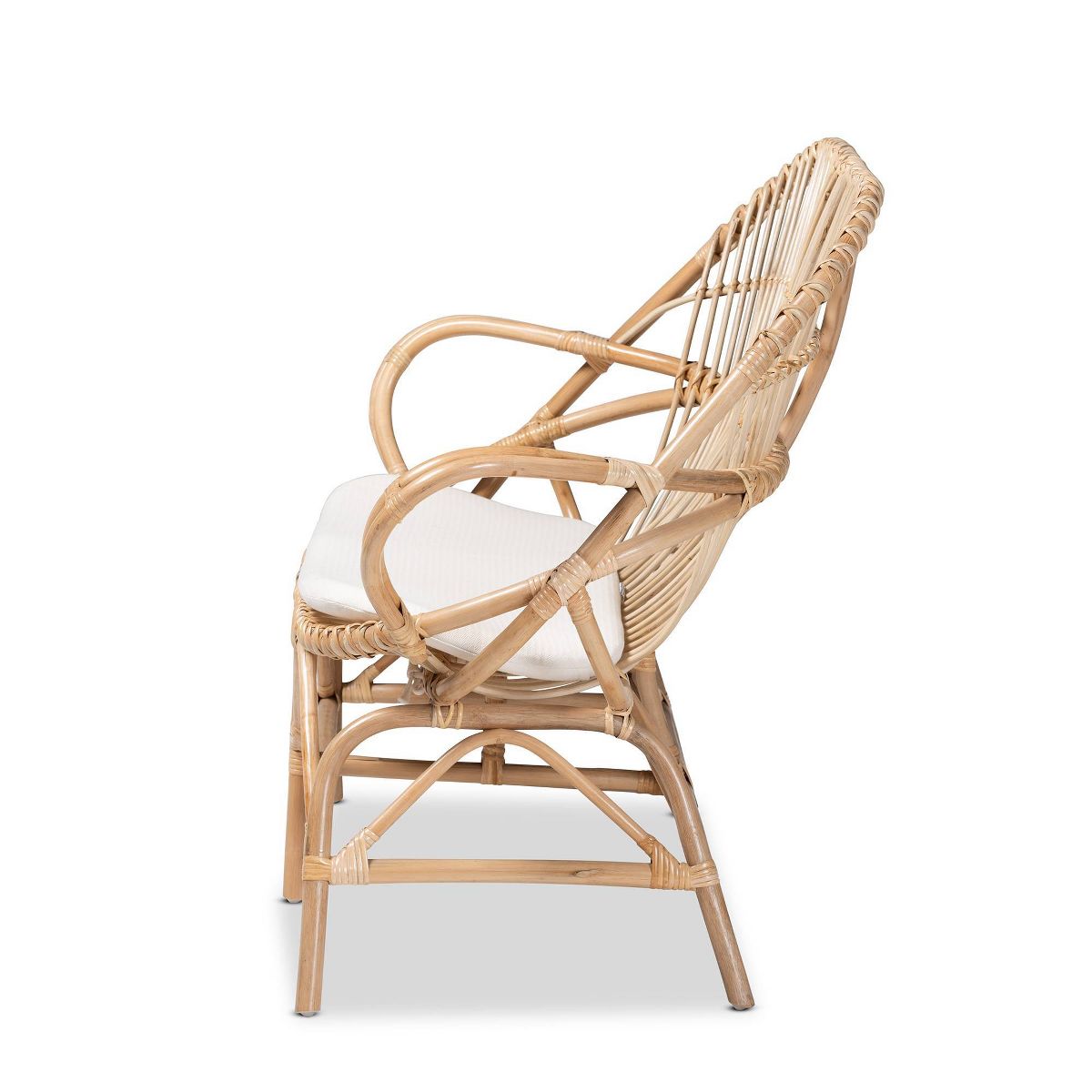 Jayden Fabric Upholstered and Rattan Loveseat White/Brown - bali & pari - thumbnail 3