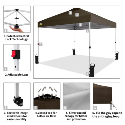 10x10 Recreational Centerlok Canopy - Sto 'N Go, Silver Coated, 150D - RM100H White