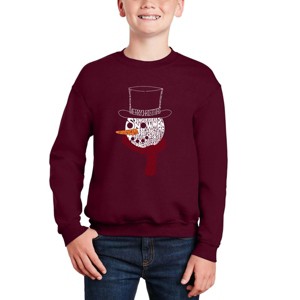 LA Pop Art Snowman Face - Boy's Word Art Crewneck Sweatshirt - 1 of 4