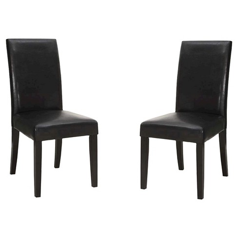Set Of 2 Bonded Leather Side Dining Chair Black - Armen Living : Target
