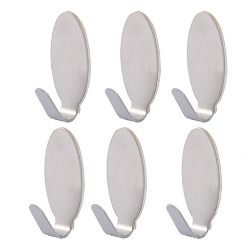 Unique Bargains Stainless Steel Oval Shaped Self Adhesive Wall Hooks And Hangers  Silver Tone 6 Pcs : Target