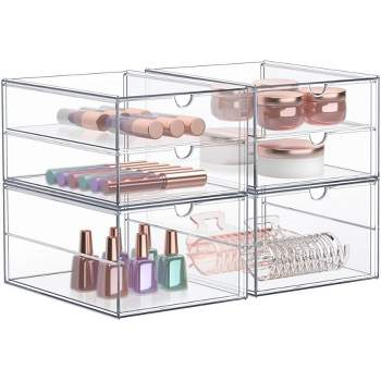 Sorbus 3 Drawers Acrylic Organizer for Makeup, Organization and Storage, Art Supplies, Jewelry, Stationary - 4 Pcs Clear Stackable Storage Drawers
