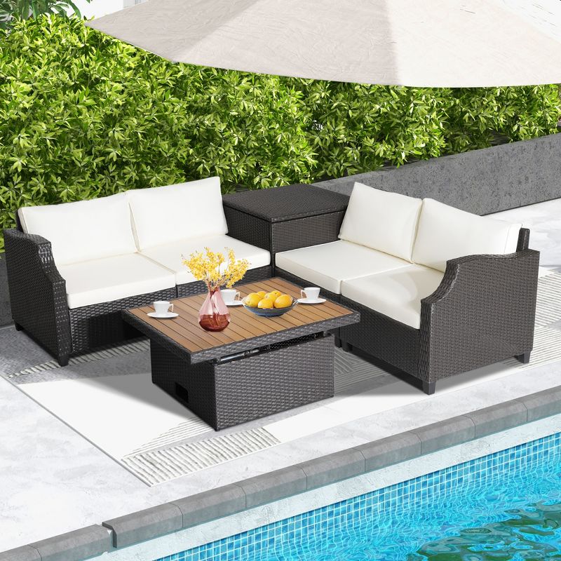Costway 7pcs Patio Outdoor PE Wicker Cushioned Furniture Conversation Set Sectional Sofa, 2 of 11