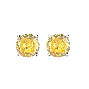 14K Gold and Sterling Silver Stud Earrings In Sapphire. Emerald and Citrine Options - 1 of 4
