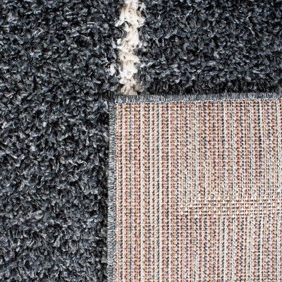 Plush Gray and Ivory 8' x 10' Synthetic Shag Area Rug