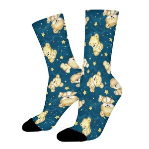 Cute Bear Women Printed Crew Socks Funny Funky Socks Soft Polyester Novelty Gifts for Artists Men - 1 of 4