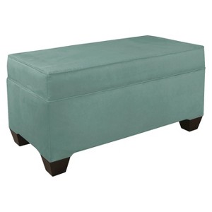 Skyline Custom Upholstered Box Seam Storage Bench - Skyline Furniture , Velvet Blue