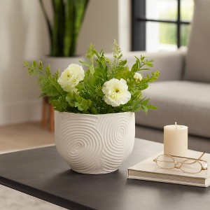 Artistic Small Swirl Texture Vase - Decorative Home Accent for Bedroom, Office Spaces, and Table Decor - Modern Sculptural Flower Vase - 1 of 4