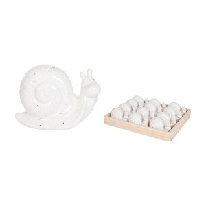 Transpac Mini Ceramic Snails in Wood Box S/12 Home Decorations Spring - 1 of 1