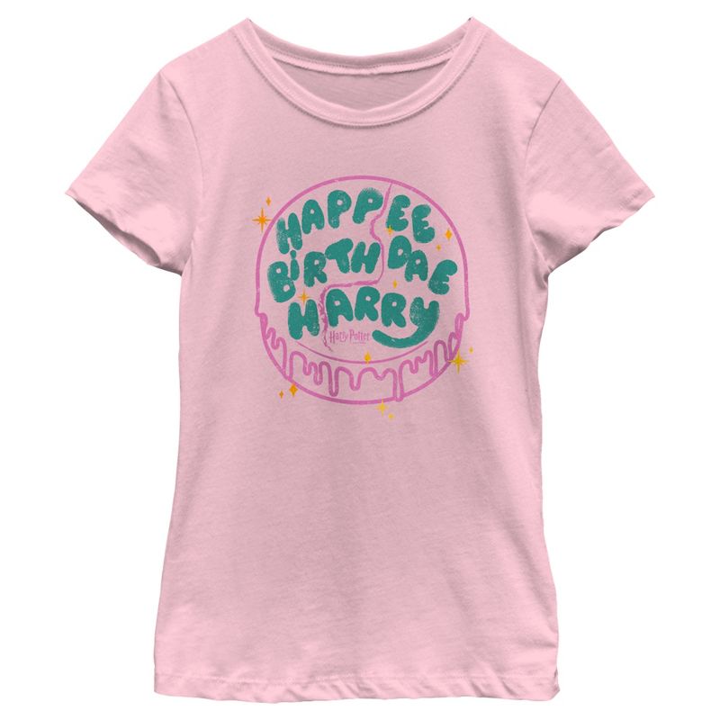 Girl's Harry Potter Happee Birthdae Cake T-Shirt, 1 of 5
