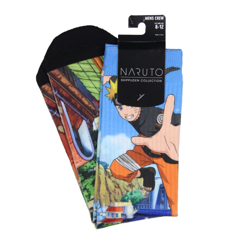 Naruto: Shippuden Men's Manga Anime Naruto Hidden Leaf Village Crew Socks (8-12) Multicoloured, 3 of 4