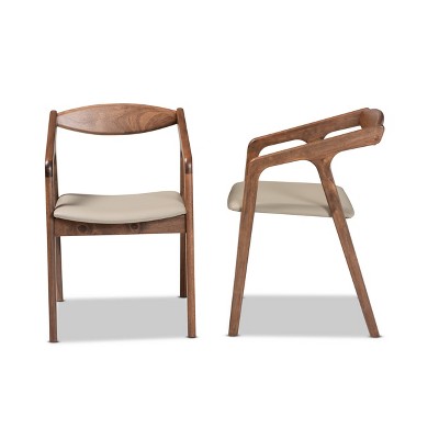 Grey Faux Leather and Cane Wood Arm Chair