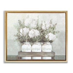 Stupell Industries Pristine Hydrangea Bouquet Sentiments Floating Frame Canvas Art, Gold, 31" x 25" - 1 of 4