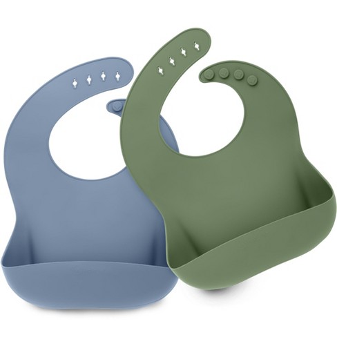 KeaBabies 2 Pack Silicone Bibs For Babies Food Grade Silicone Baby Bibs for Eating Feeding Toddler Bibs Boys Girls Slate