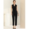Allegra K Women's Sleeveless One Button Closure Wide Leg Jumpsuits with Belt - 3 of 4