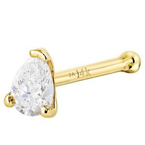 Jewelry Avalanche 22G 14K Gold Pear-shape Moissanite Nose Bone Stud - 1 of 3
