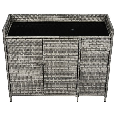 AZL1 Life Concept Utility Storage Bins Outdoor and Indoor Storage Cabinet with Adjustable Shelves, 3 Doors, 1 Drawer, Gray, 47.5"*15.8"*39.5"
