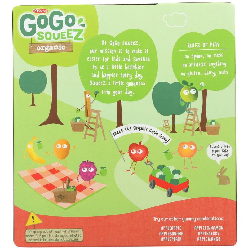 Gogo Squeez Organic Apple Strawberry Applesauce on the Go - Case of 12/4 packs, 3.2 oz, 3 of 8