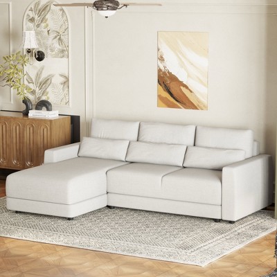 92.9"W L-Shaped Modular Sectional Sofa with Removable Back Cushions and 3 Pillows 4Q - ModernLuxe