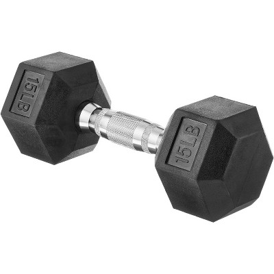 Rubber Encased Hex Dumbbell, Hand Weight for Home Gym Strength Training and Fitness Workouts
