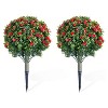 23in Artificial Topiary Flower with Ground Spike-Artificial Topiary Ball Trees with Rose Flowers- PE Fake Plants with Metal Stakes for Indoor and Out - 4 of 4