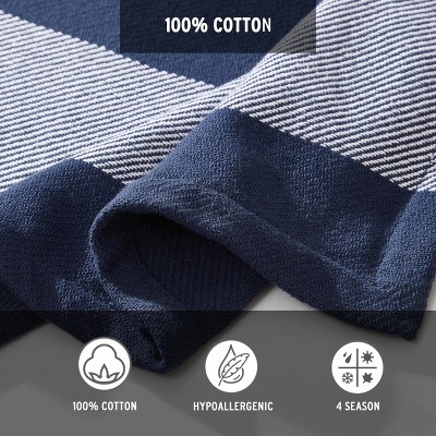 Boylston Navy Stripe Twin Cotton Reversible Blanket