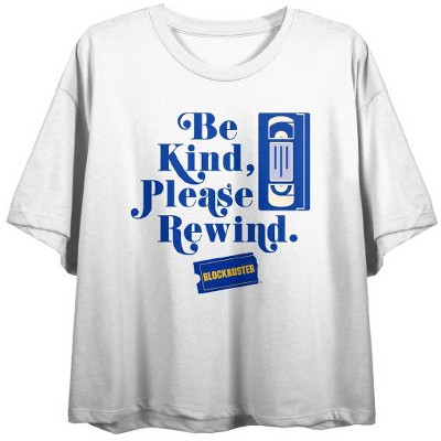 Blockbuster Be Kind Please Rewind Juniors White Crop T-shirt
