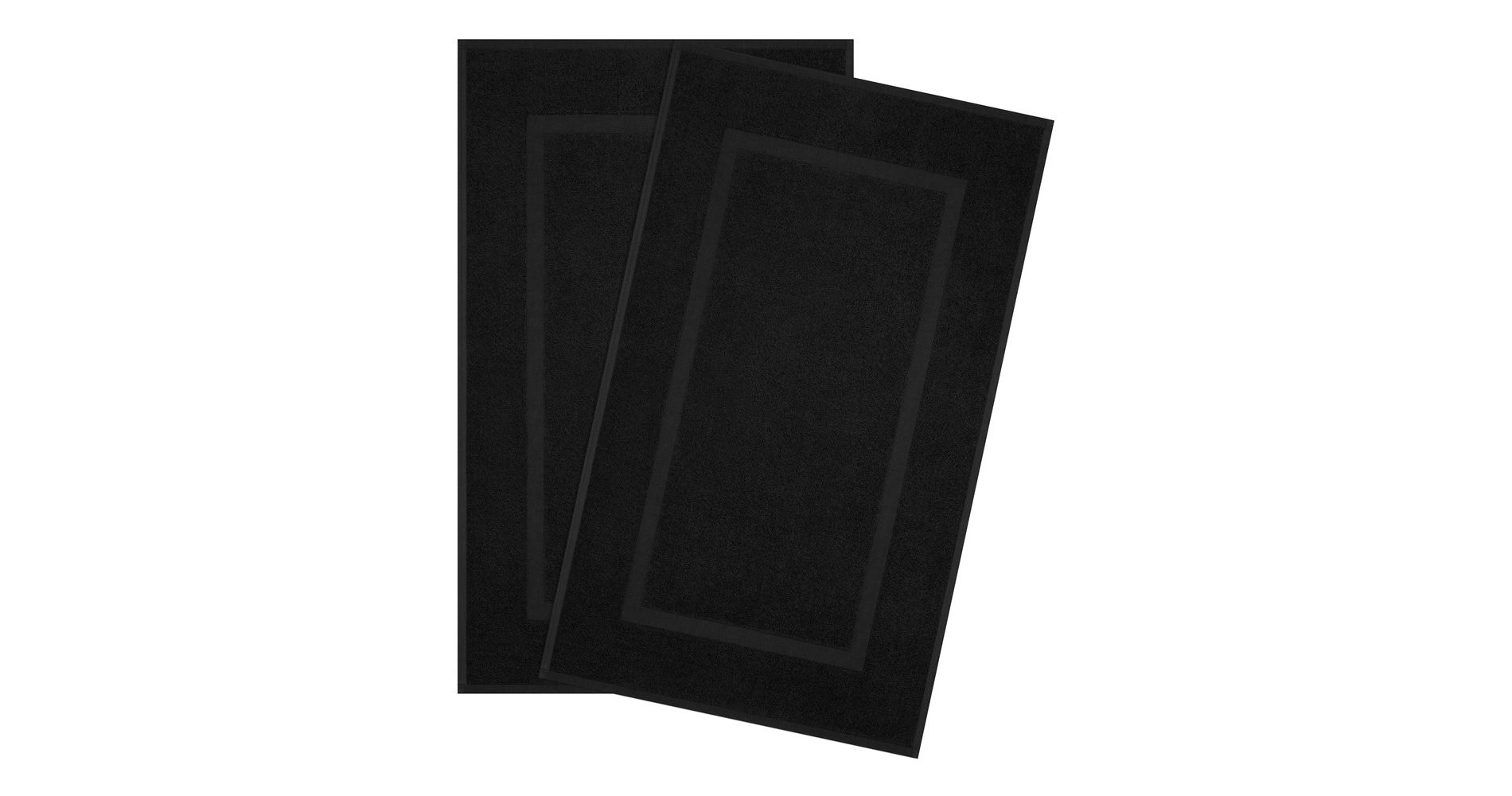 American Soft Linen 100% Cotton Bath Mat Set, 2-Pack, 20 inch by 34 inch, Bath Mats for Bathroom, Black