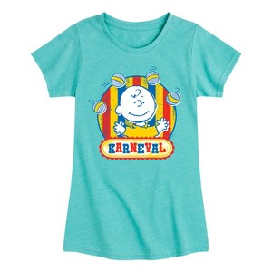 Girls' - Peanuts - Charlie Brown Karneval Fitted Short Sleeve Graphic T-Shirt - 1 of 4
