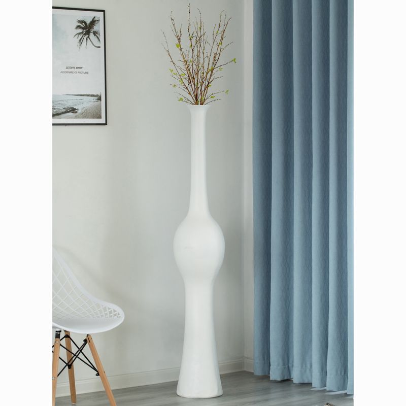 Uniquewise Unique Style Floor Vase for Entryway Dining or Living Room, White Ceramic, 2 of 5