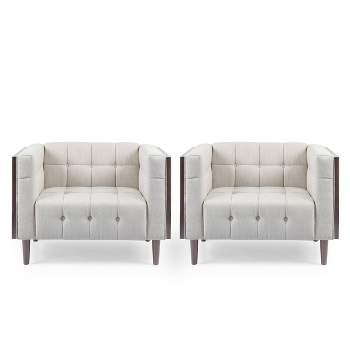 Set of 2 Mclarnan Contemporary Tufted Club Chairs - Christopher Knight Home