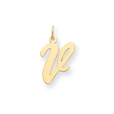 Black Bow Jewelry 14k Yellow Gold, Madison Collection, Medium Script Initial Pendant A-W