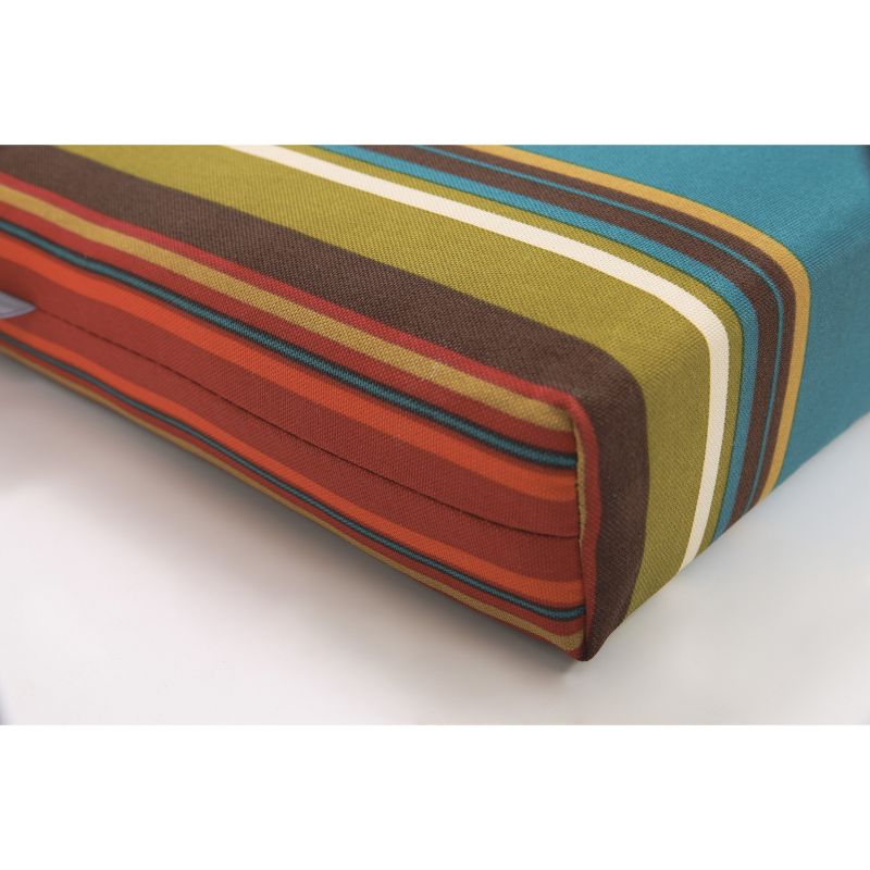 Outdoor Bench Cushion - Brown/Red/Teal Stripe - Pillow Perfect, 3 of 7