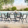 7 PCS Aluminum Patio Dining Set, Outdoor Furniture Set with 6 Stackable Aluminum Dining Chairs and Aluminum Square Table, Black - 2 of 4