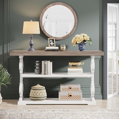 Hommoo 55 inch Long 3 Tier Console Table with Storage Shelves